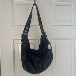 COACH Black Leather Shoulder Bag